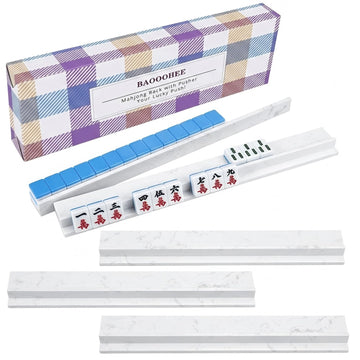 BAOOOHEE 4-Piece White Anti-Slip Marble Mahjong Racks