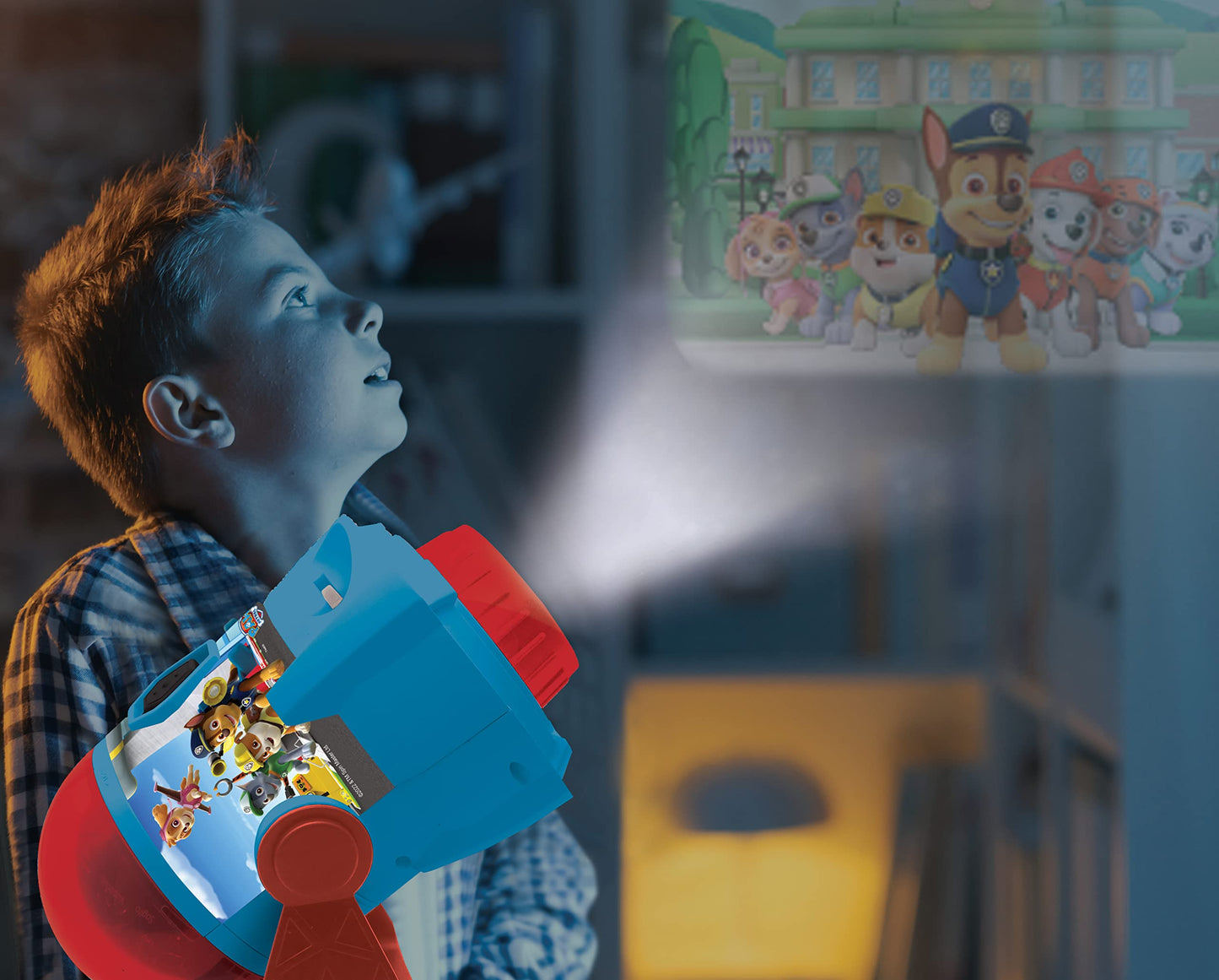 LEXiBOOK Paw Patrol - My Stories Brought to Light - Story Projector with Sounds, Timer and Booklet, Blue/red