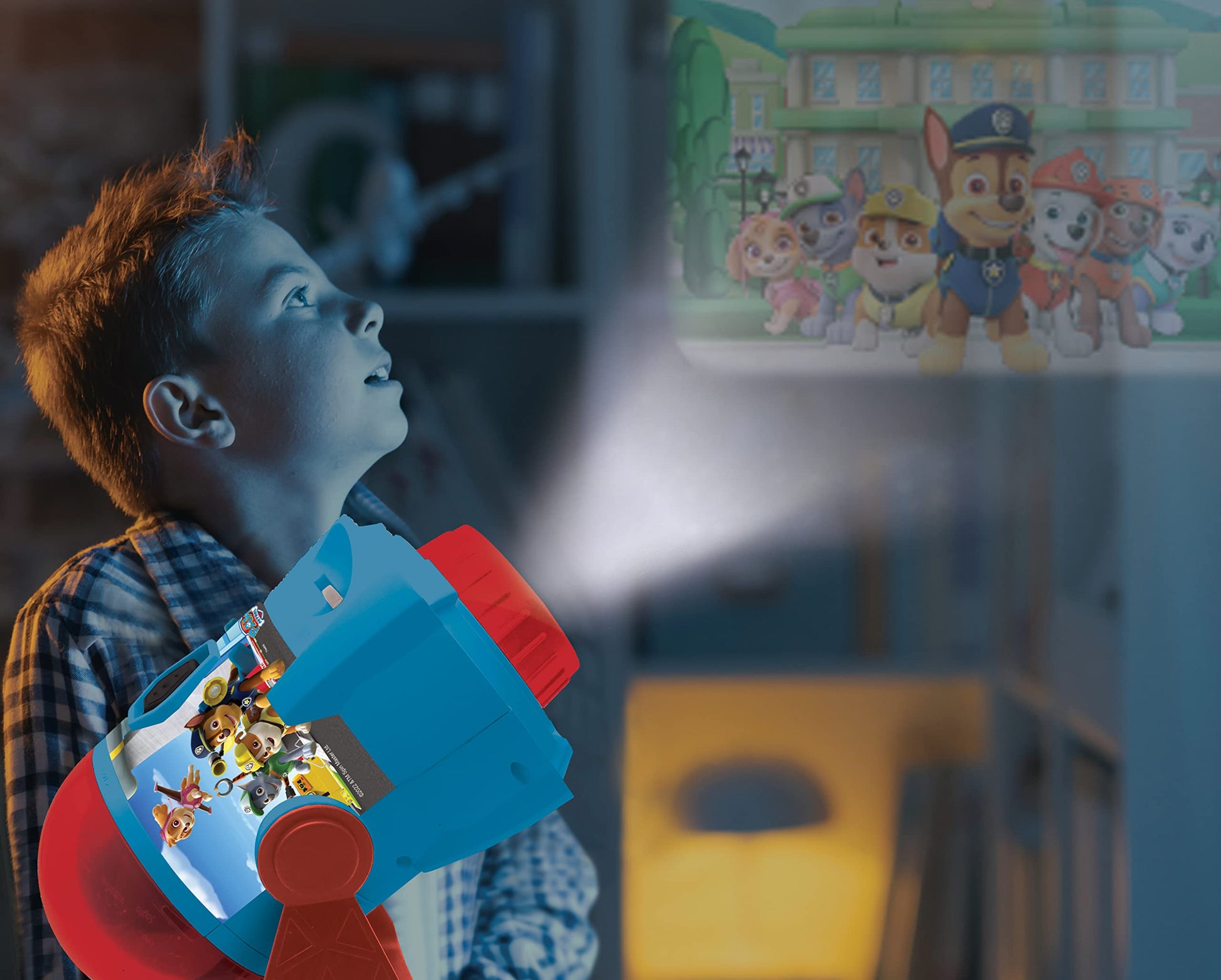 LEXiBOOK Paw Patrol - My Stories Brought to Light - Story Projector with Sounds, Timer and Booklet, Blue/red
