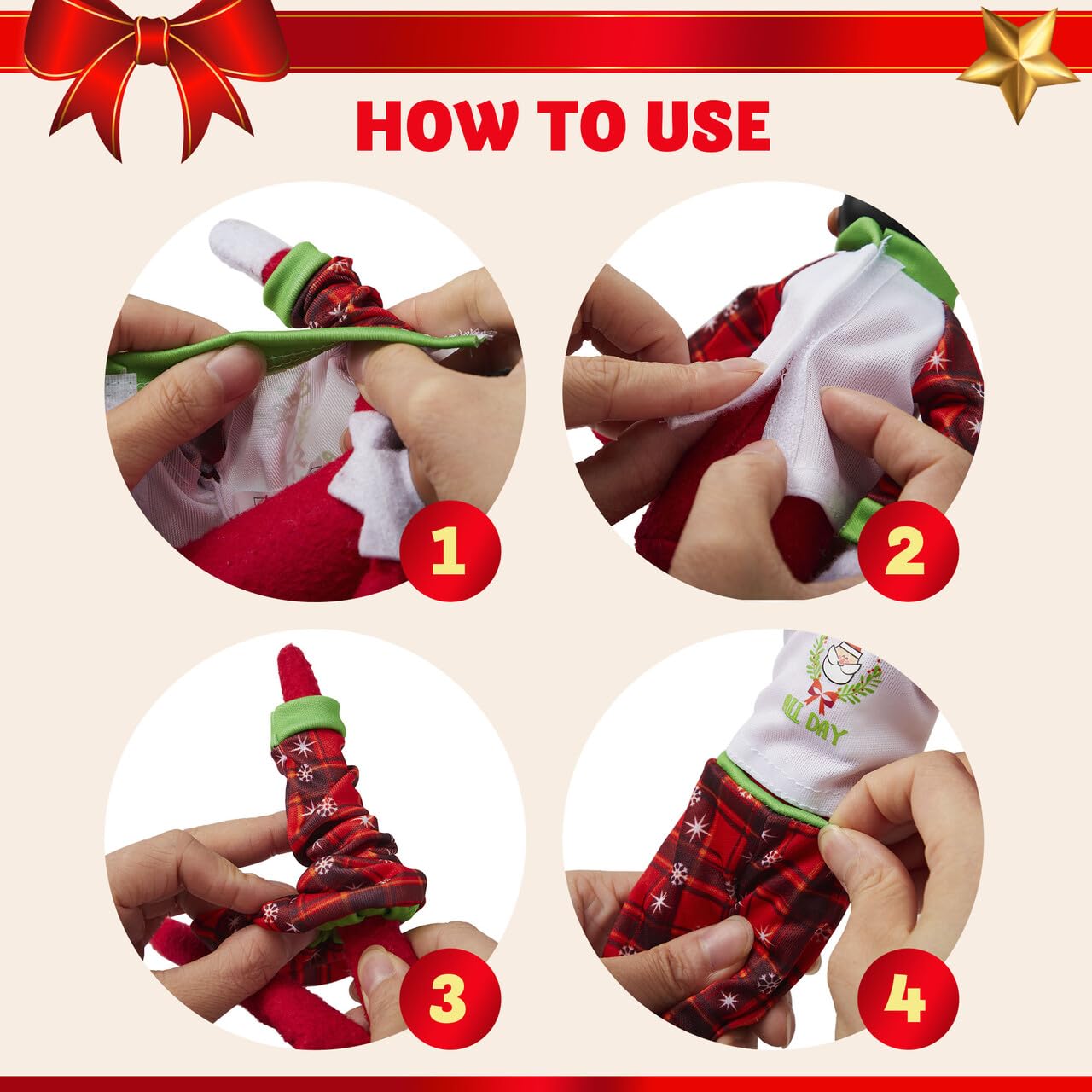 JOYIN 4 Pcs Christmas Elf Accessories - Xmas Clothing Ugly Sweaters for Dolls, Santa and Snowman Classic Style Green and Red Sweaters for Holiday