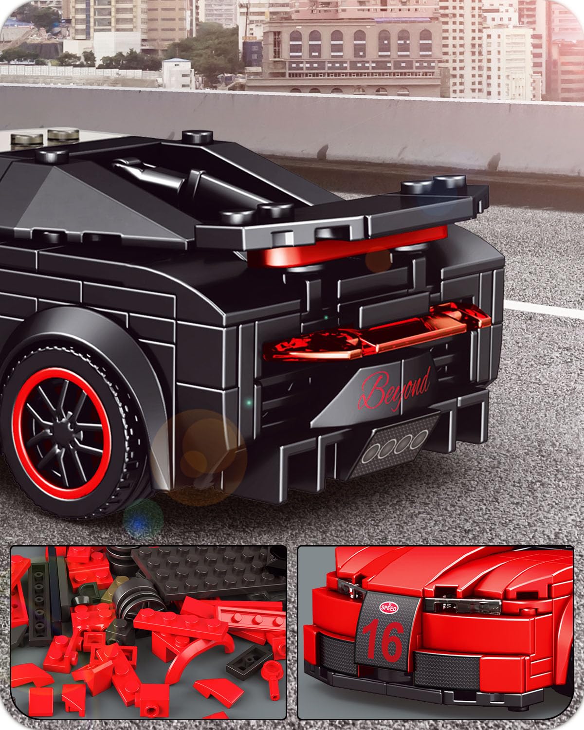Mould King Speed Champion Veyron Car Building Blocks with Display Case, Model Car Kits Toys Building Sets for Adults Kids 8+ (370 PCS)