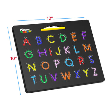 PicassoTiles Magnetic Letter Practice Board, 2-in-1 ABC Tracing Pad, Age 3+
