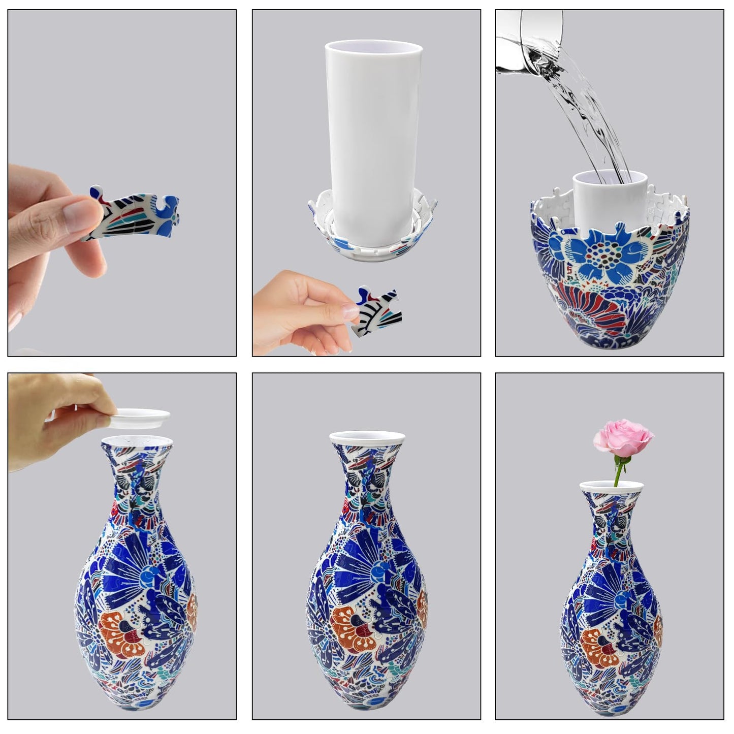 3D Puzzle Vase Flower Vase for Adults Made by 160 Curved Plastic Puzzle
