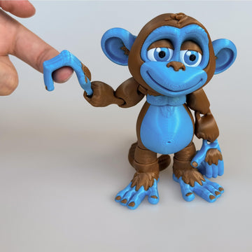 Whattiho 3D Printed Articulated Monkey Fidget Toy - Posable, Hangable, Stands on Its Own for Fun Poses and Display (Multicolor)