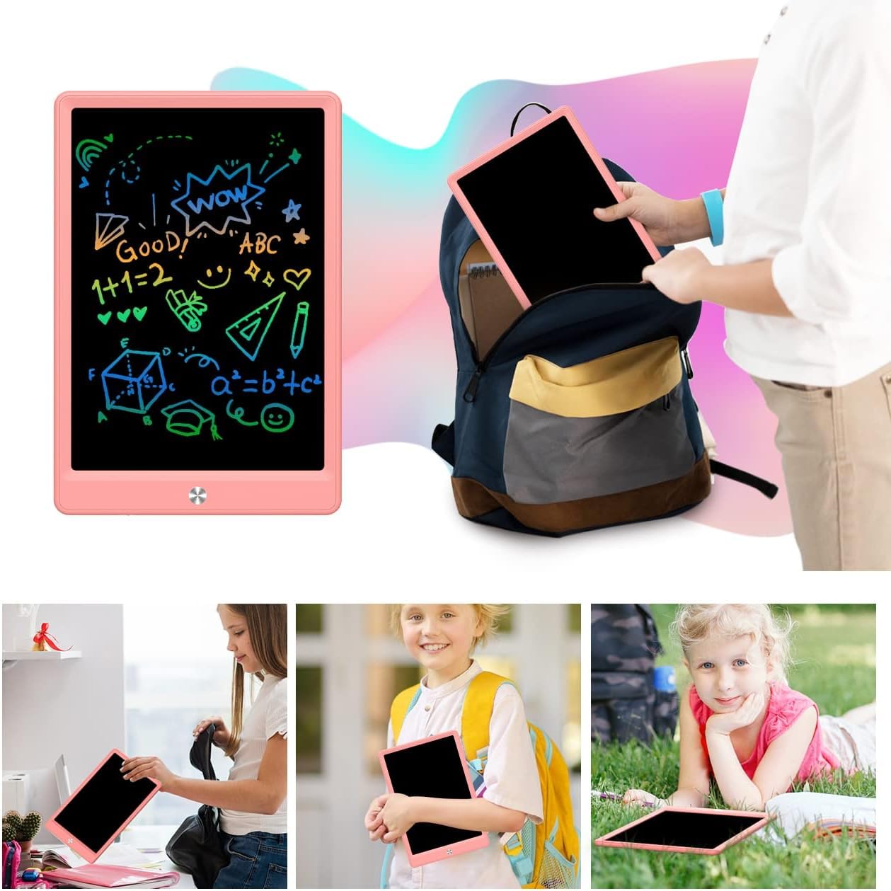 BUKEBU LCD Writing Tablet Doodle Board,10.5 inch Colorful Drawing Pad,Electronic Drawing Tablet, Drawing Pads,Travel Gifts for Kids Ages 3 4 5 6 7 8