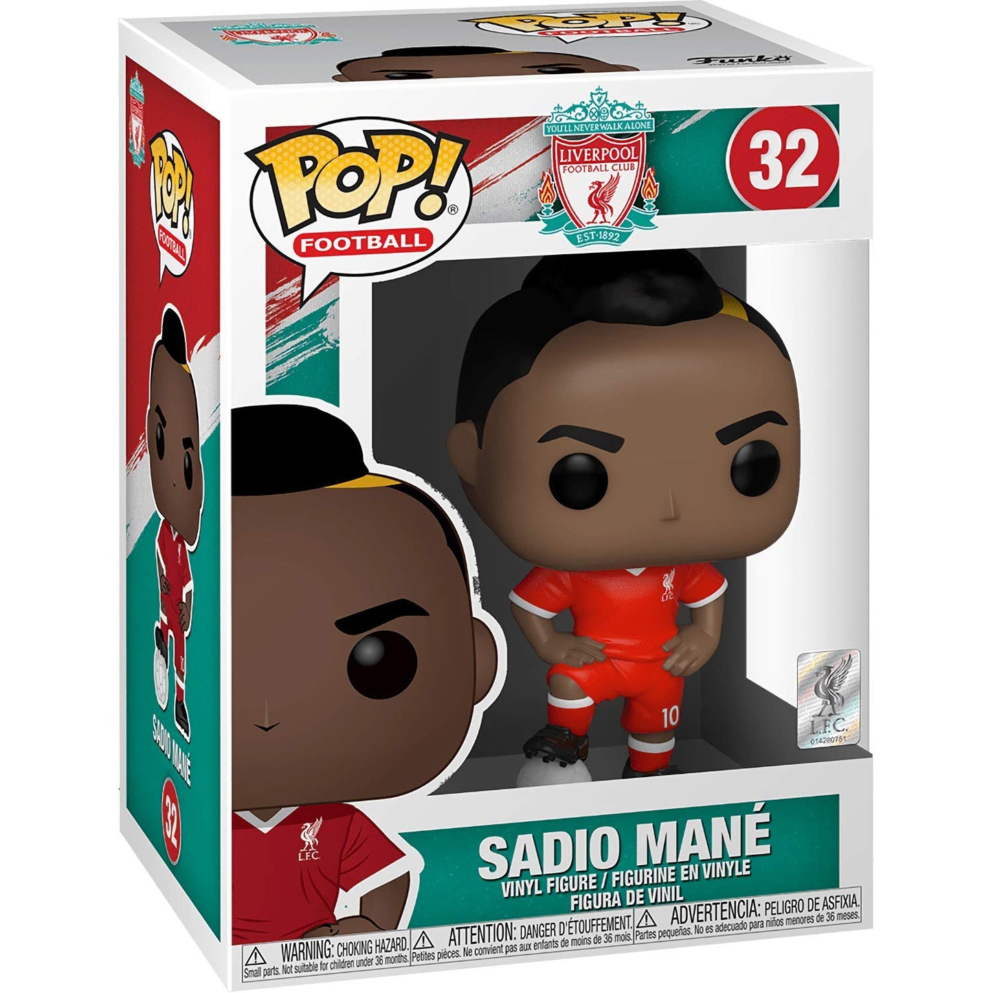 S a d i o M a n Ã [Liverpo o l]: Fun ko P o p ! Football / Soccer Vinyl Figurine Bundle with 1 Compatible 'ToysDiva' Graphic Protector (032 - 47257 -