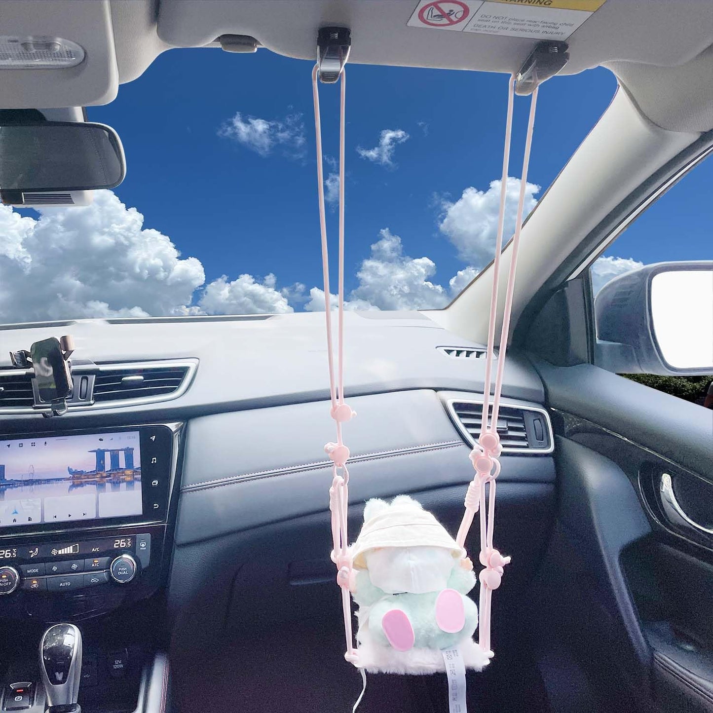 Car Swing Set with 2 Clips for 17cm Dolls for Car Visor Fittings Car Ornament for Blind Box Doll Fans,Collectors (Pink)