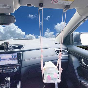 Car Swing Set with 2 Clips for 17cm Dolls for Car Visor Fittings Car Ornament for Blind Box Doll Fans,Collectors (Pink)