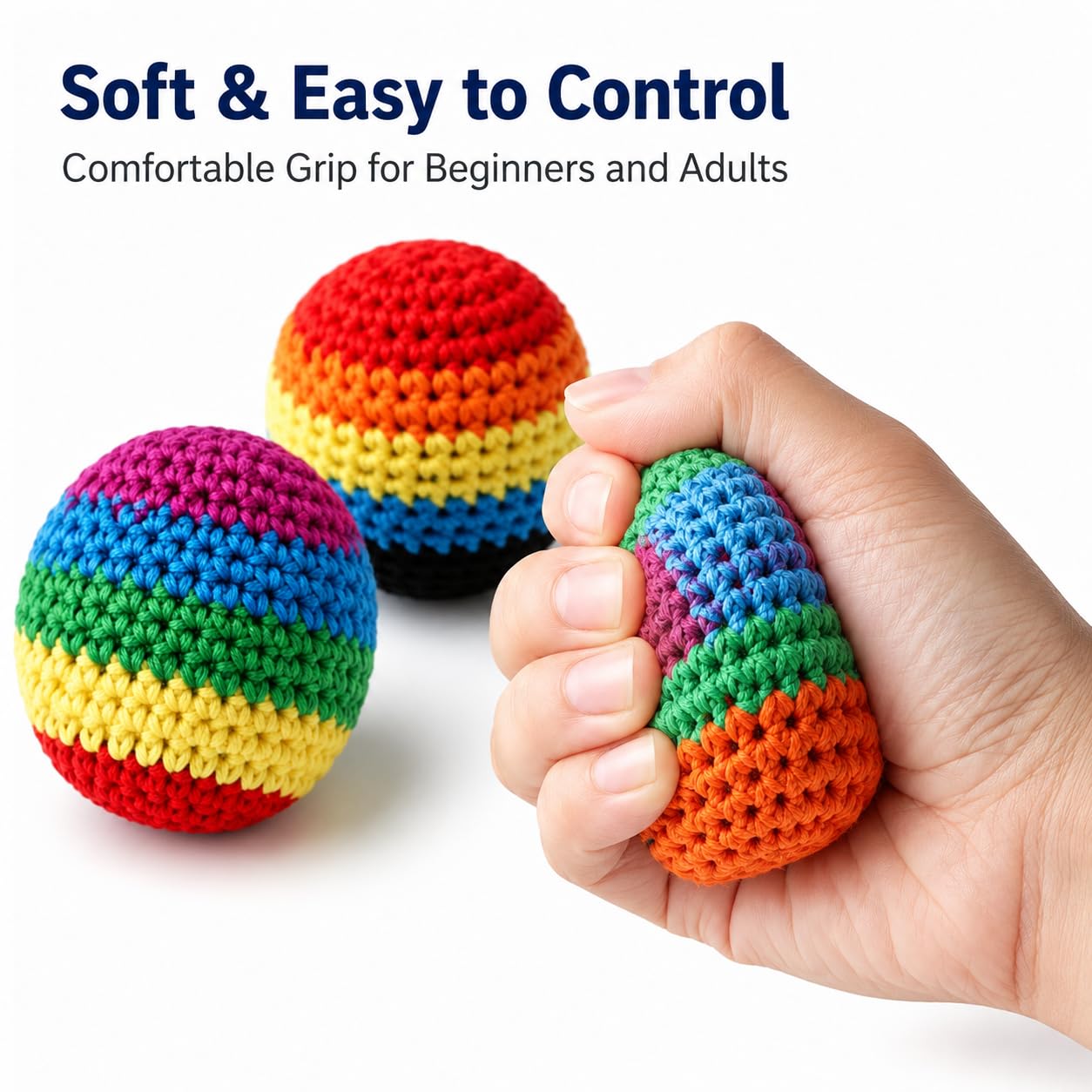 Sack Ball Set, 3 PCS Knitted Footbags for Indoor Outdoor Freestyle Tricks