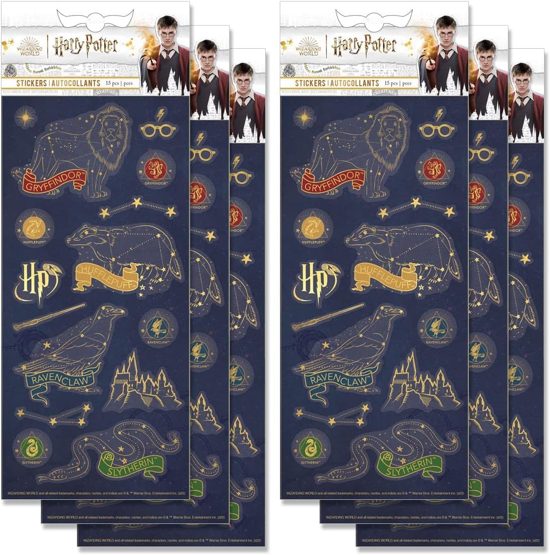 Paper House Productions Harry Potter Hogwarts House Constellations Set of 6 Shiny Foil Enamel Effect Sticker Sheets