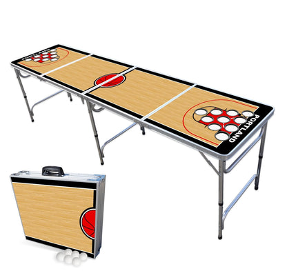 8-Foot Professional Beer Pong Table w/Cup Holes - Portland Basketball Court