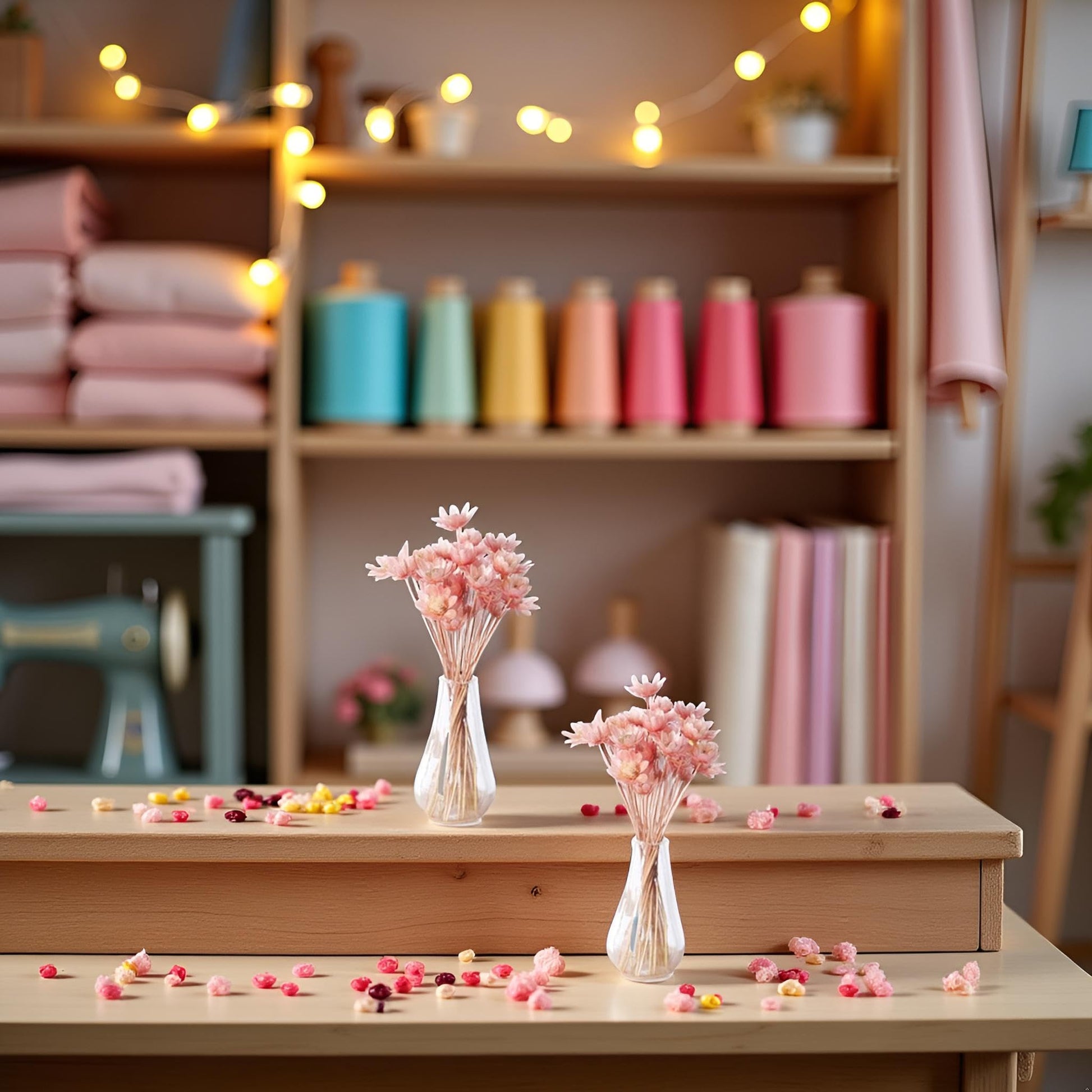 2 Pcs Pink Miniature Dollhouse Flower Vase,1/12 Scale Miniature Accessories Decor, Doll House Mini Flower Bowl Elegant Decoration for Mini Scene,Mini