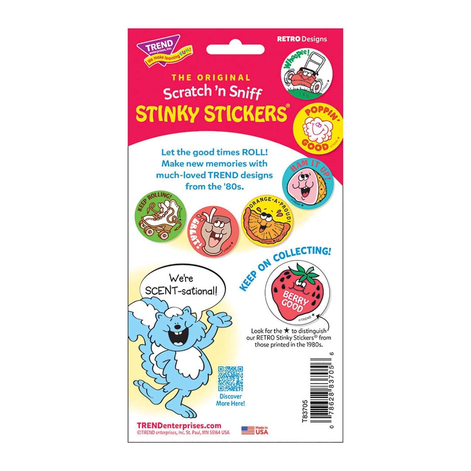 Gobble! Gobble!/Spice Scent Retro Scratch 'n Sniff Stinky Stickers by TREND; 24 Seals/Pack - Authentic 1980s Designs!