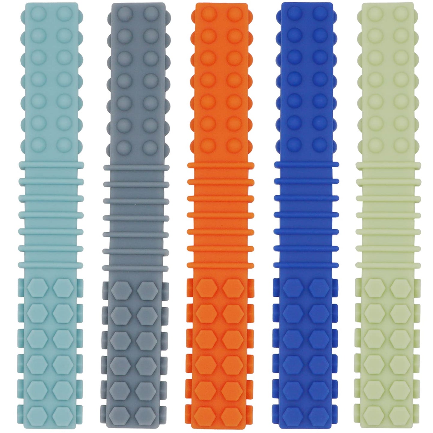 Sensory Chewy Toys for Autistic Children, 5 Pack Silicone Chew Tube Teething Sticks Toys for Autism, ADHD, SPD, Chewies with Special Needs, Oral Motor