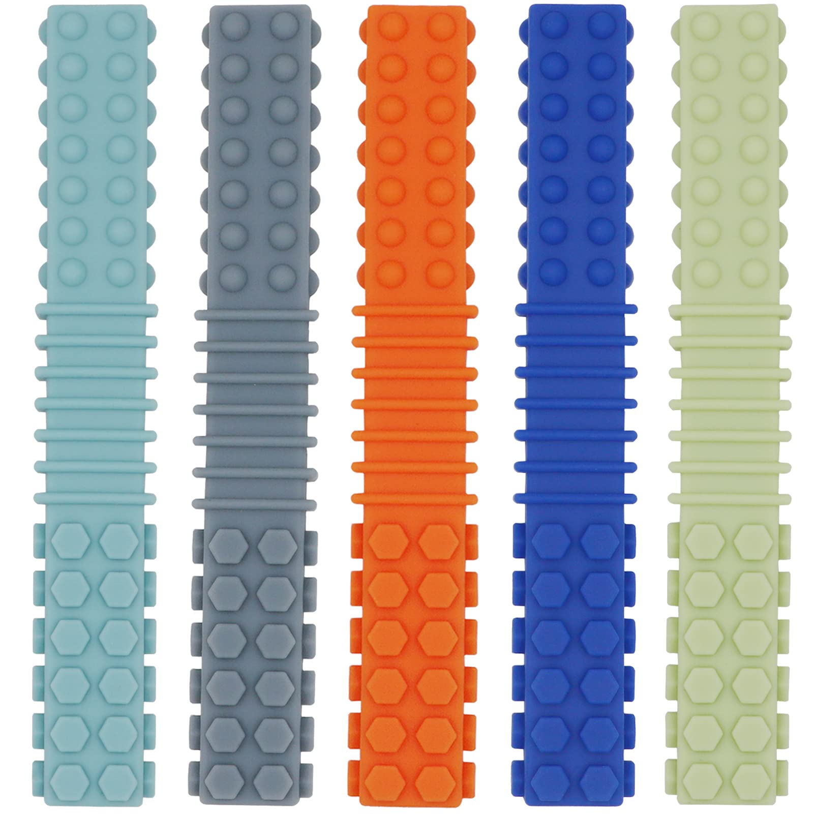 Sensory Chewy Toys for Autistic Children, 5 Pack Silicone Chew Tube Teething Sticks Toys for Autism, ADHD, SPD, Chewies with Special Needs, Oral Motor