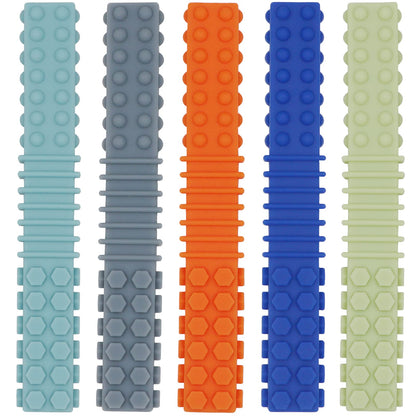 Sensory Chewy Toys for Autistic Children, 5 Pack Silicone Chew Tube Teething Sticks Toys for Autism, ADHD, SPD, Chewies with Special Needs, Oral Motor