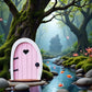 Pink Streak Mini Fairy Garden Door for Tree, 3D Miniature Fairy Door for Fairytale Tiny House Doors, Bonsai Terrarium Micro Landscape Decoration