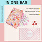 Portable Pink Mahjong Set 160 Premium Melamine Tiles, Engraved American Mahjong Game with Carrying Bag&3 Dice Compact 0.9” x 1.18” x 0.5” Tiles