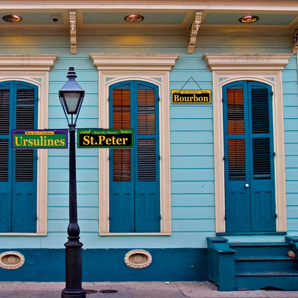 16pcs Mardi Gras Street Signs Decoration - New Orleans Street Sign Mardi Gras Cutout Signs for Carnival Party Door Wall Decoration