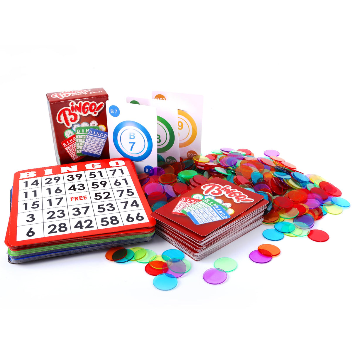 GSE Complete Bingo Game Set with 100 Cards, 1000 Chips, Calling Cards Deck