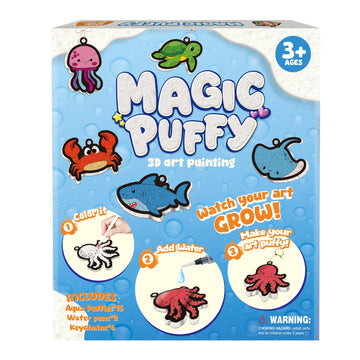 Artnedu 3D Art Kit-Magic Puffy Paint Kit,Kids Crafts,15 Mess-Free Paint by Number Craft for Kids,Ocean Theme,Best Gift for Girls & Boys Age 4, 5, 6