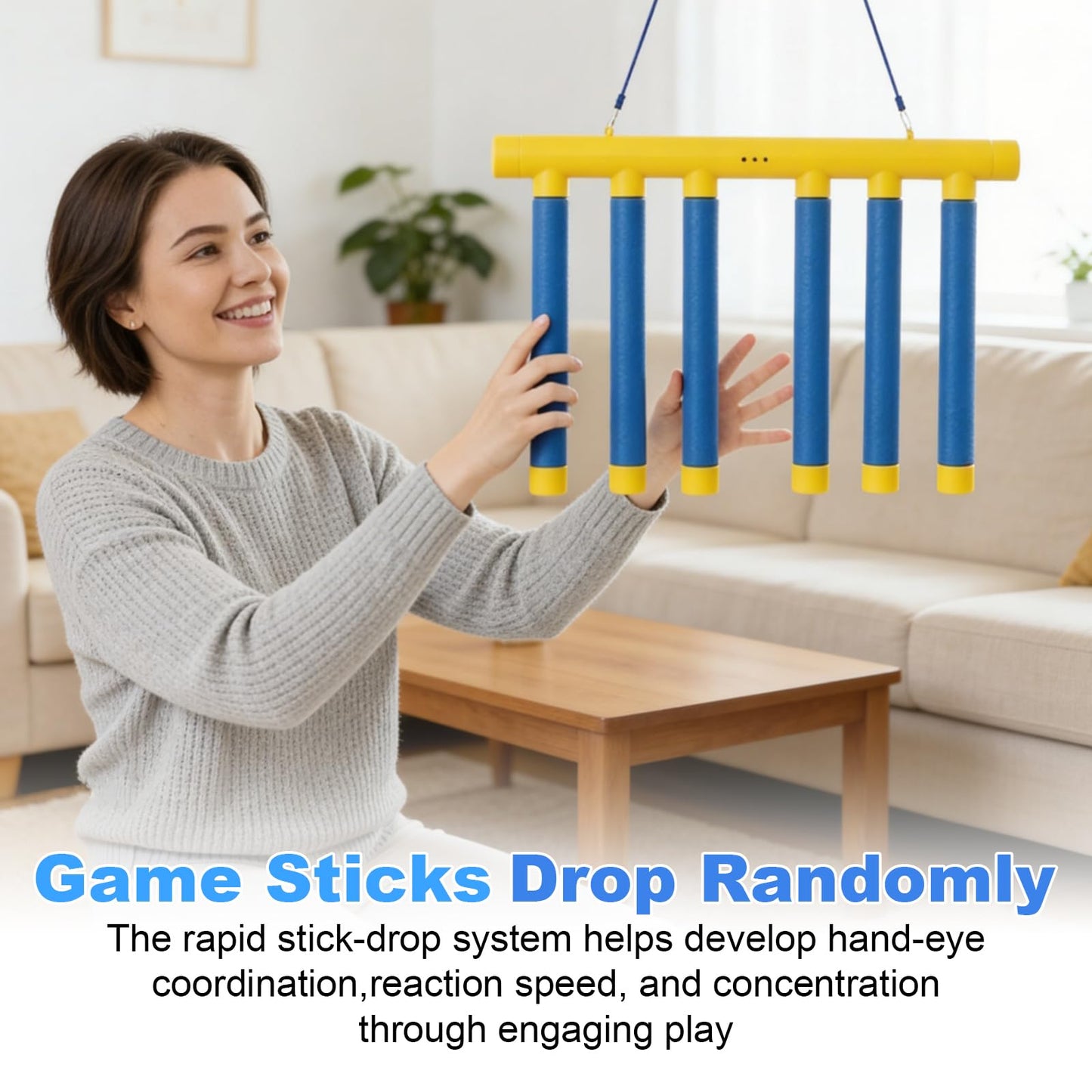 PATAZOK The Ultimate Reflex Challenge: Drop Stick Catching Game | Adjustable Speed, Reflective Sticks for All Ages Blue