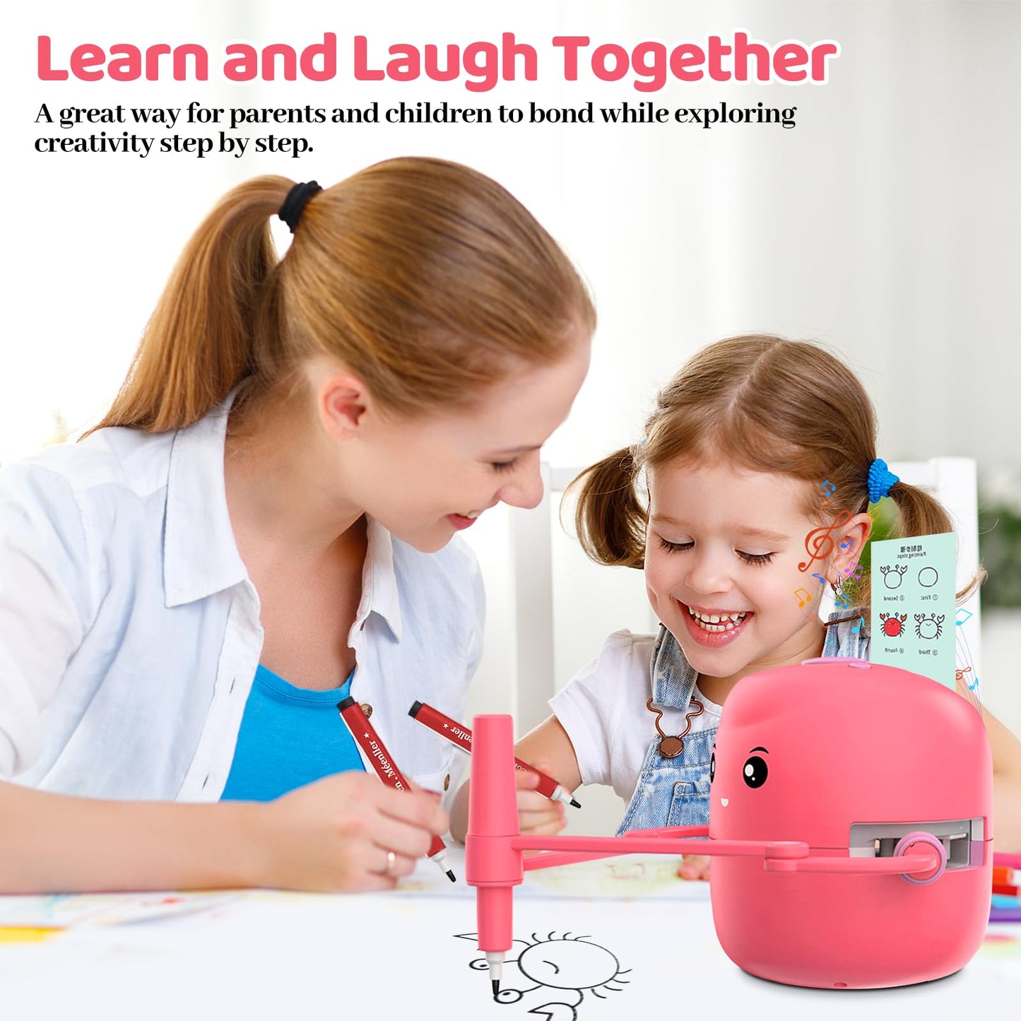 Drawing Robot for Kids with 150 Learning Cards and 17 Colorful Pens, Voice Interactive Educational Smart Art Painting Machine, Step-by-Step Drawing