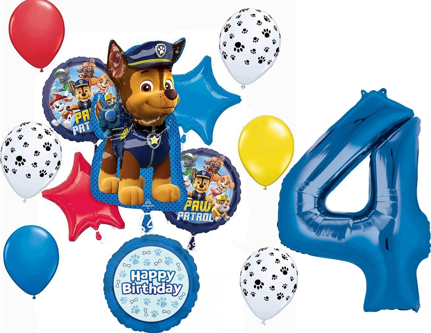 Paw Pups on Patrol 4th Birthday Party Supplies Chase 13pc Balloons