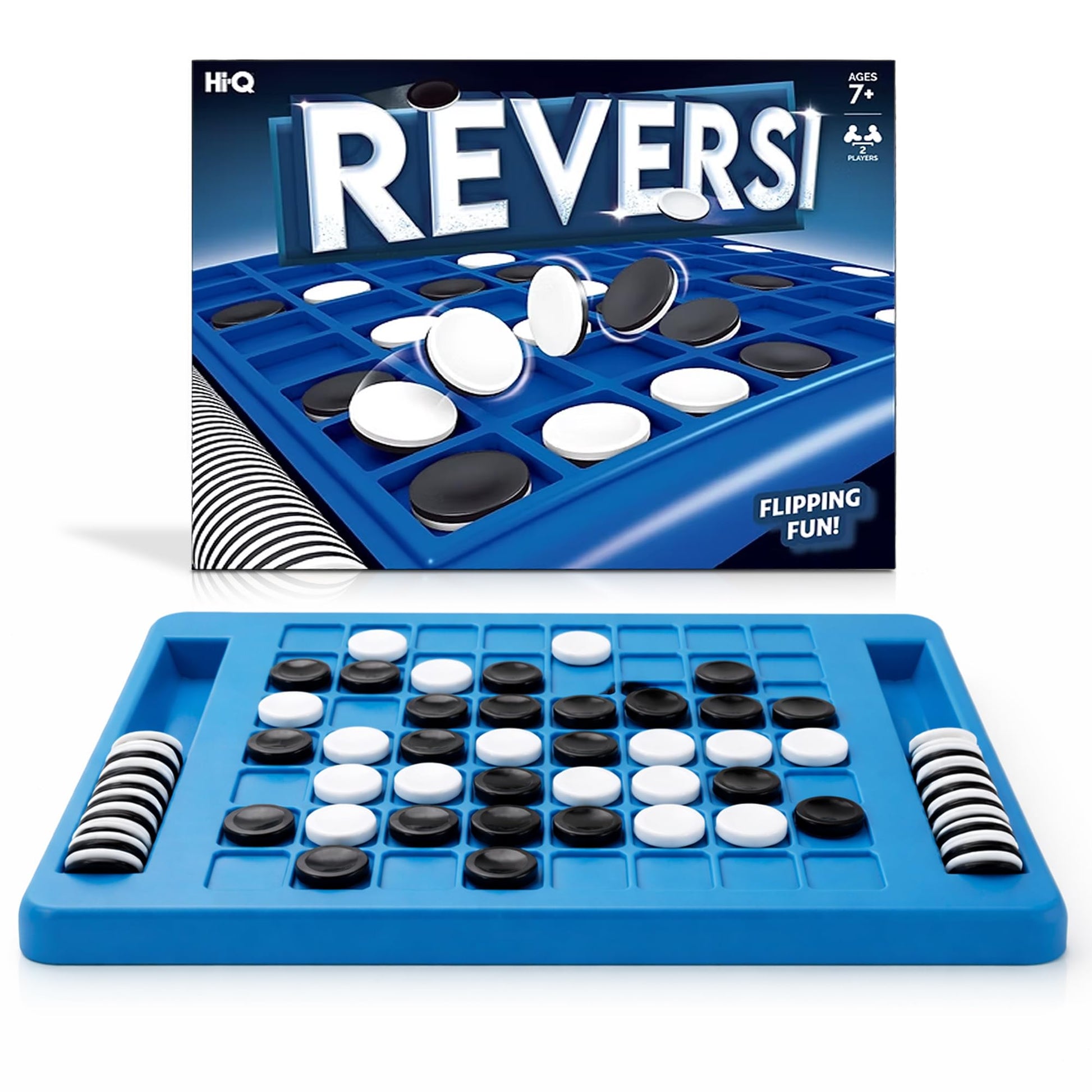 Reversi Board Game for Kids & Adults 14x10x2 Inches - Othello Classic Board Game - with 64 Reversible Discs & Built-in Storage - Strategy Board Game