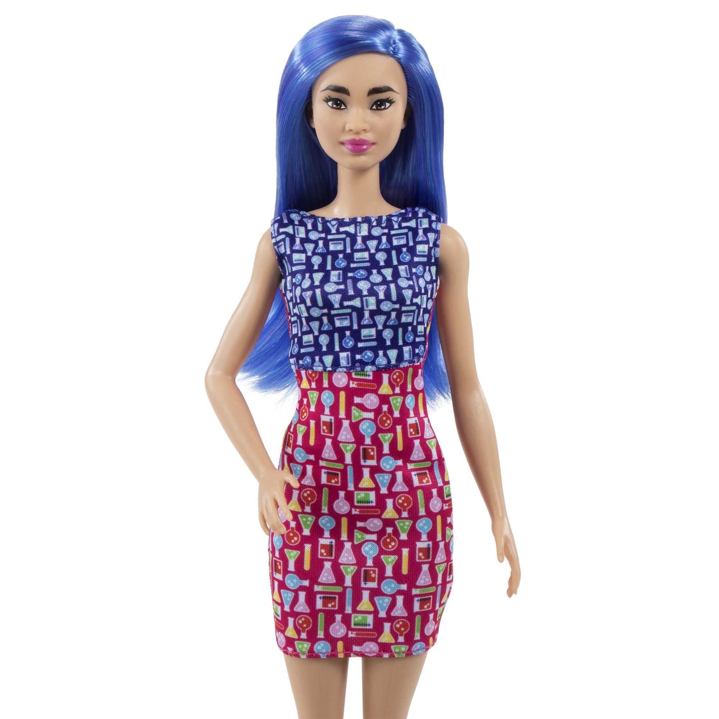 Barbie Careers Fashion Doll & Accessory, Scientist with Blue Hair Wearing Lab Coat & Flats with Microscope