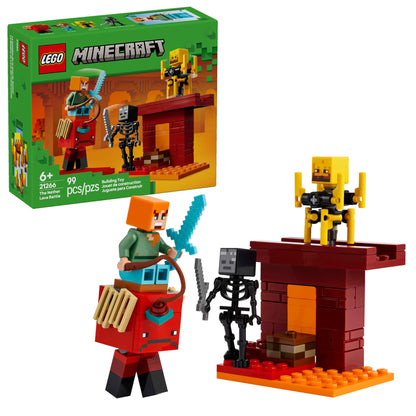 LEGO Minecraft The Nether Lava Battle Toy and Playset - Building Minecraft Toy for Kids, Ages 6+ - Alex, Wither Skeleton, Blaze and Strider Figures
