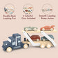 SPEEDY MONKEY Wooden Car Transporter Truck Toy Double Deck Carrier Set