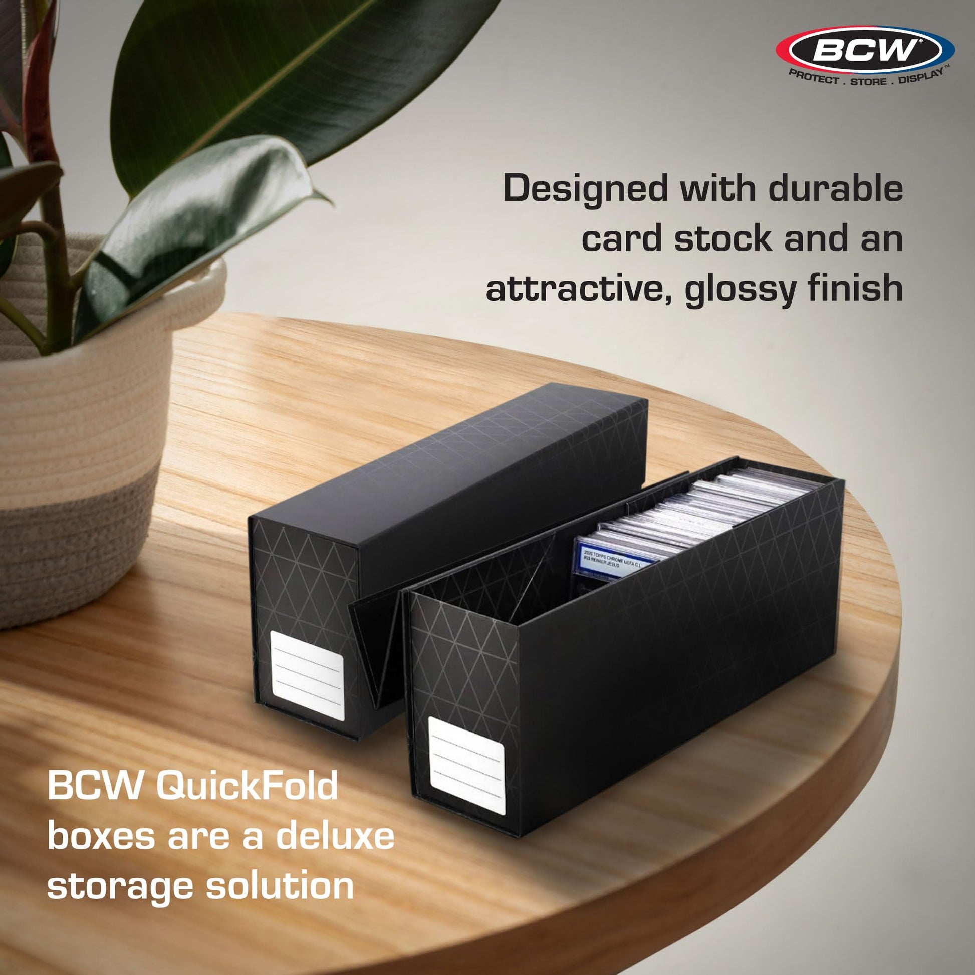 BCW QuickFold Card Boxes for Graded Cards - Black | Magnetic Closure Card Storage Box | Holds 50 Slabs for Graded Cards Each | Compatible with PSA