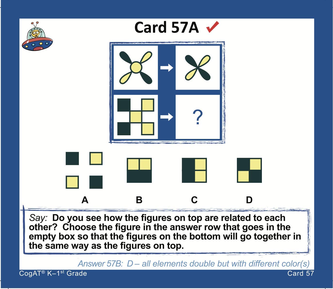 TestingMom.com CogAT Test Prep Flash Cards - Kindergarten (Level 5/6) - Grade 1 (Level 7) - 140+ Practice Questions - Tips for Higher Scores on