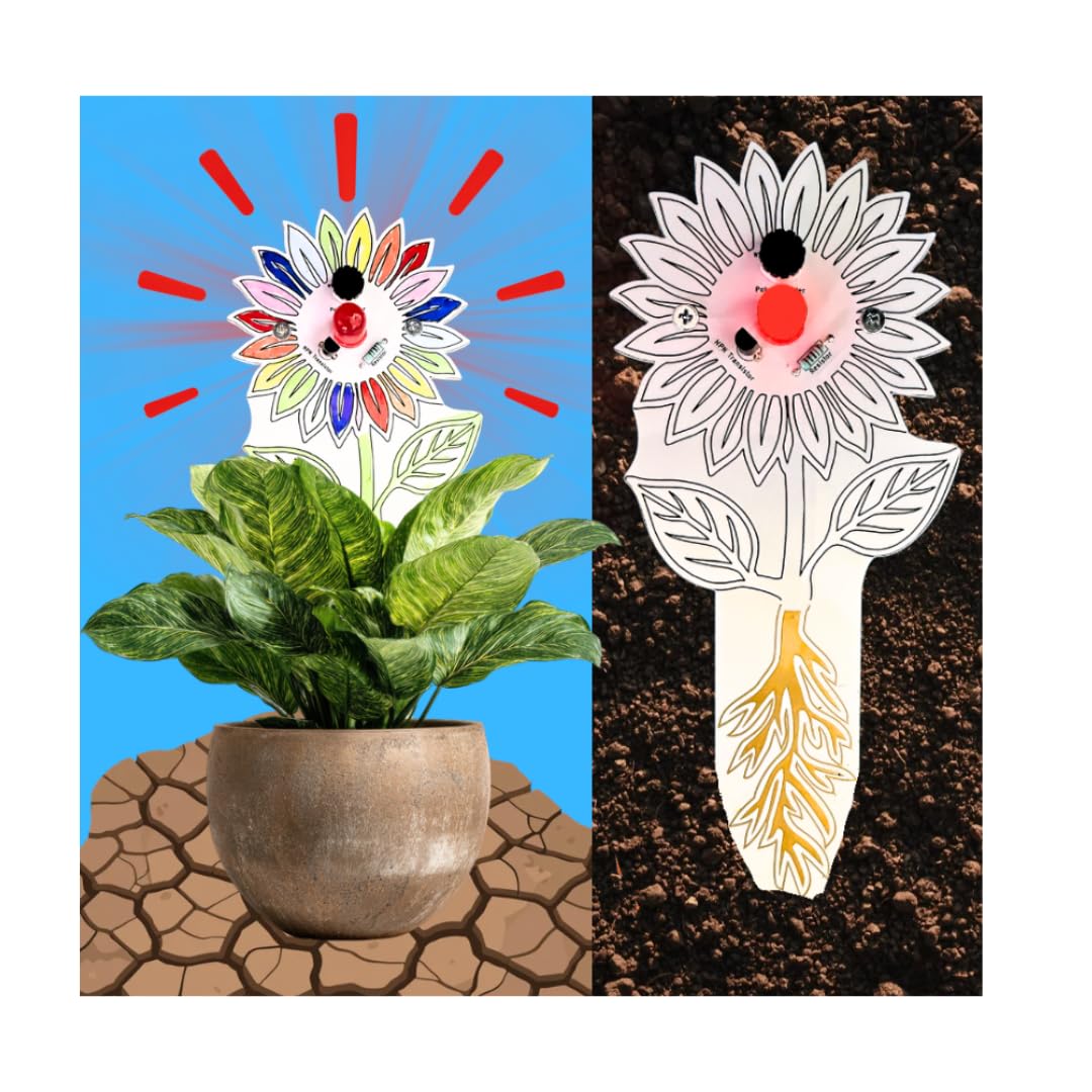 Soil Moisture Sensor Kit - DIY Light-Up Plant Water Indicator with LED, Transistor & Resistor Learning Circuit - Educational Electronics Kit