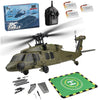 FunXylophy WL K170 RC Helicopter, 2.4G 4CH Flybarless 6-Axis Gyroscope Altitude Hovering RC Military Helicopter with Display Stand and Apron Takeoff