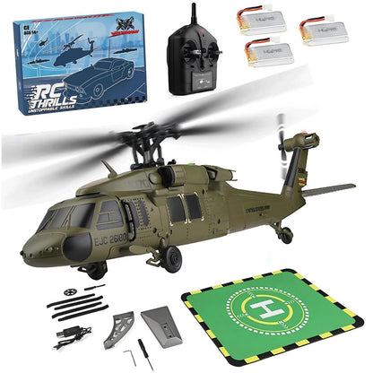 FunXylophy WL K170 RC Helicopter, 2.4G 4CH Flybarless 6-Axis Gyroscope Altitude Hovering RC Military Helicopter with Display Stand and Apron Takeoff