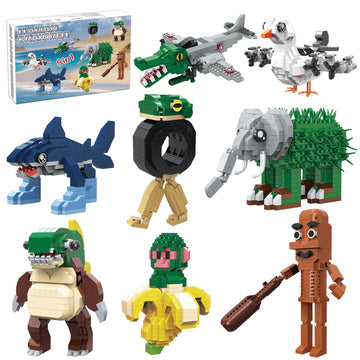 Myth Qholve Italian Brainrot Building Bricks Set 8 Models Creative Animal & Character Blocks Fun Collectible for Adults
