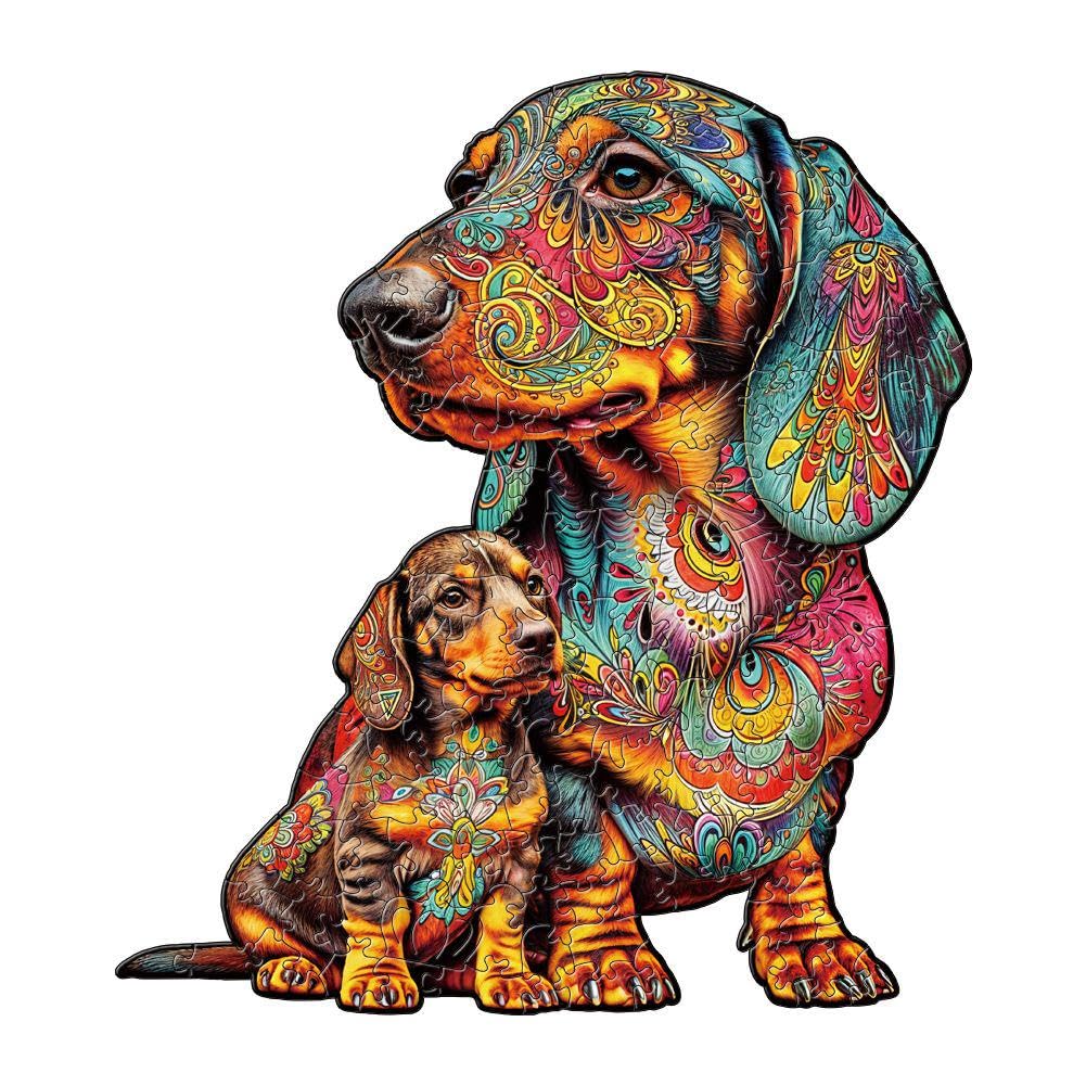 Nestologi Wooden Dachshund Weiner Dog Jigsaw Puzzle 150 Pieces