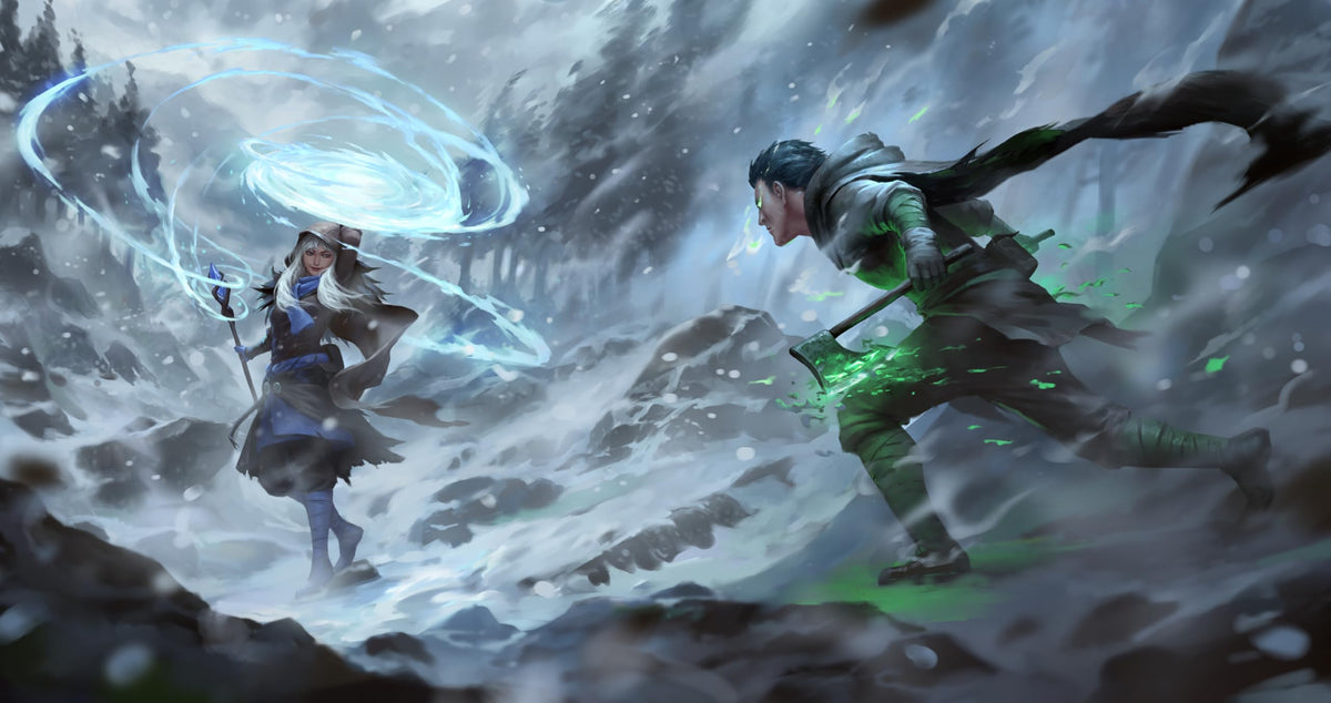 IVION: The Rune and The Rime | APE Games | Board Game | 2 Players | 20-60 Minutes | Ages 14+ | Fantasy | Hero Dueling | Deck Building | Cross