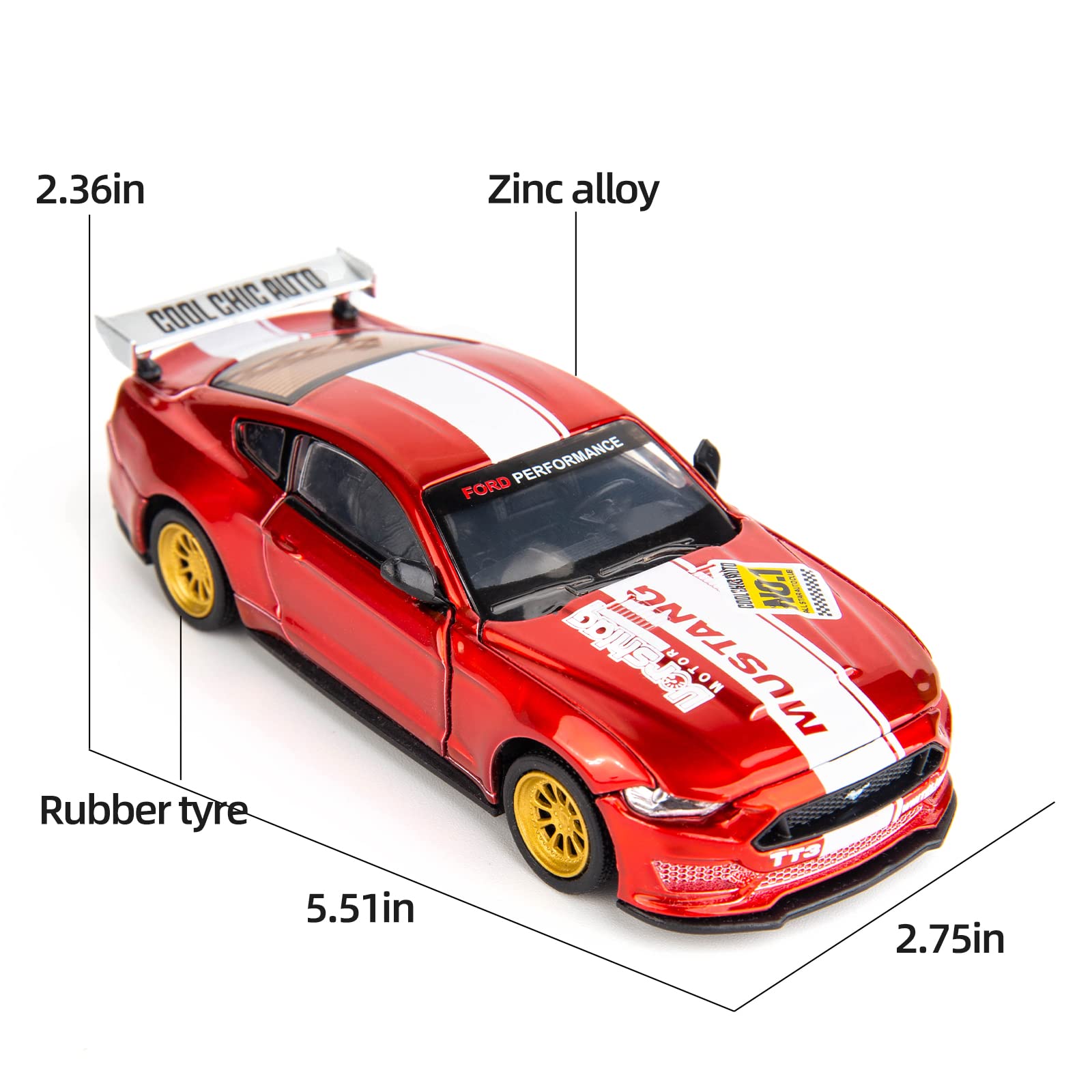 TGRCM-CZ 1/42 Ford Mustang Model, DIY Car Kit, Educational Building Toy, Children's Gift, Red