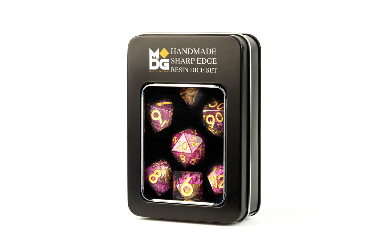FanRoll Sharp Edge Resin DND Dice Set: Thousand Day Red, Role Playing Game Dice for Dungeons and Dragons