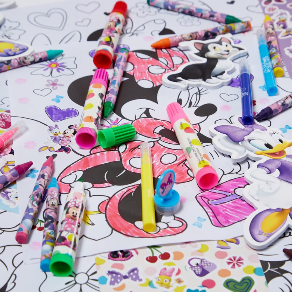 Disney Minnie Mouse Coloring Art Set for Kids with Stickers and Stampers, 150+ Pieces