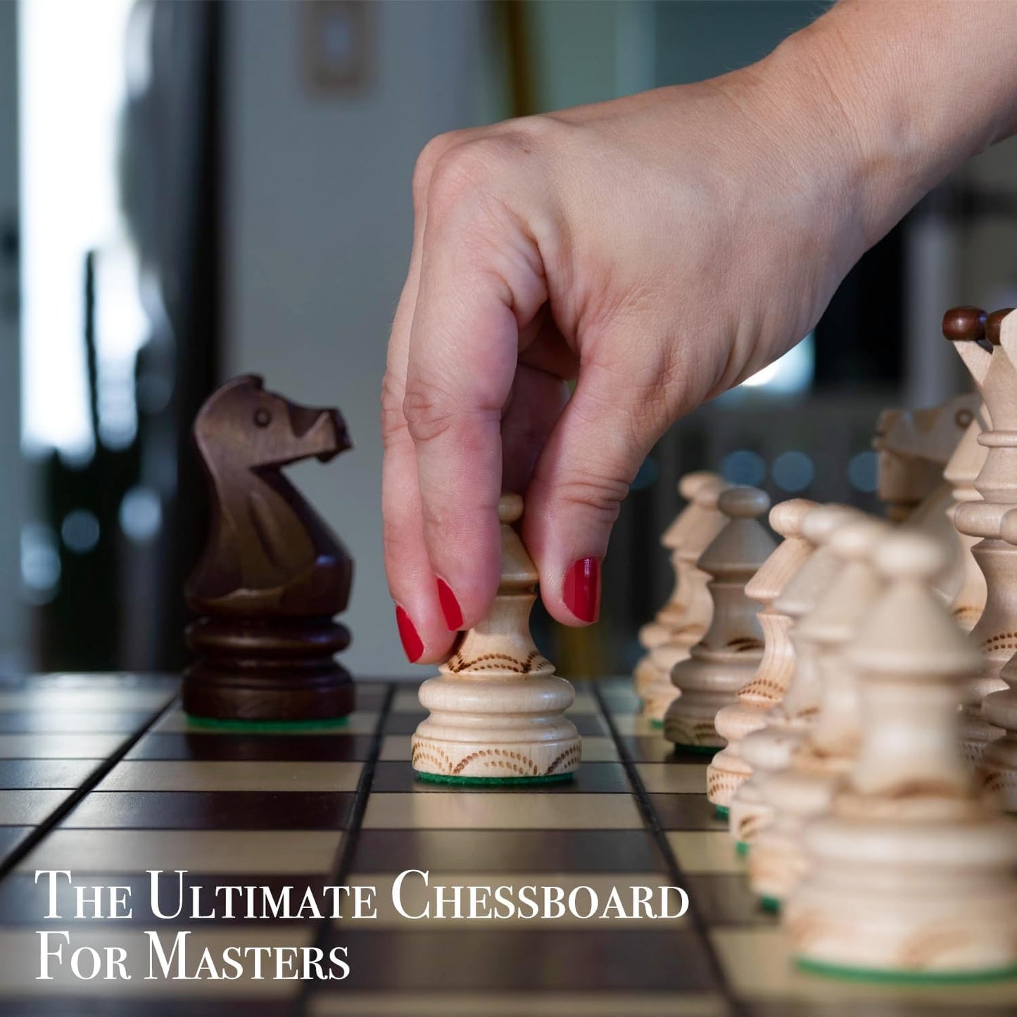 Wegiel Imperator 21-Inch Luxury Wooden Chess Set for Adults and Kids - Handcrafted from Premium Beech and Birch Wood - Unique Folding Design