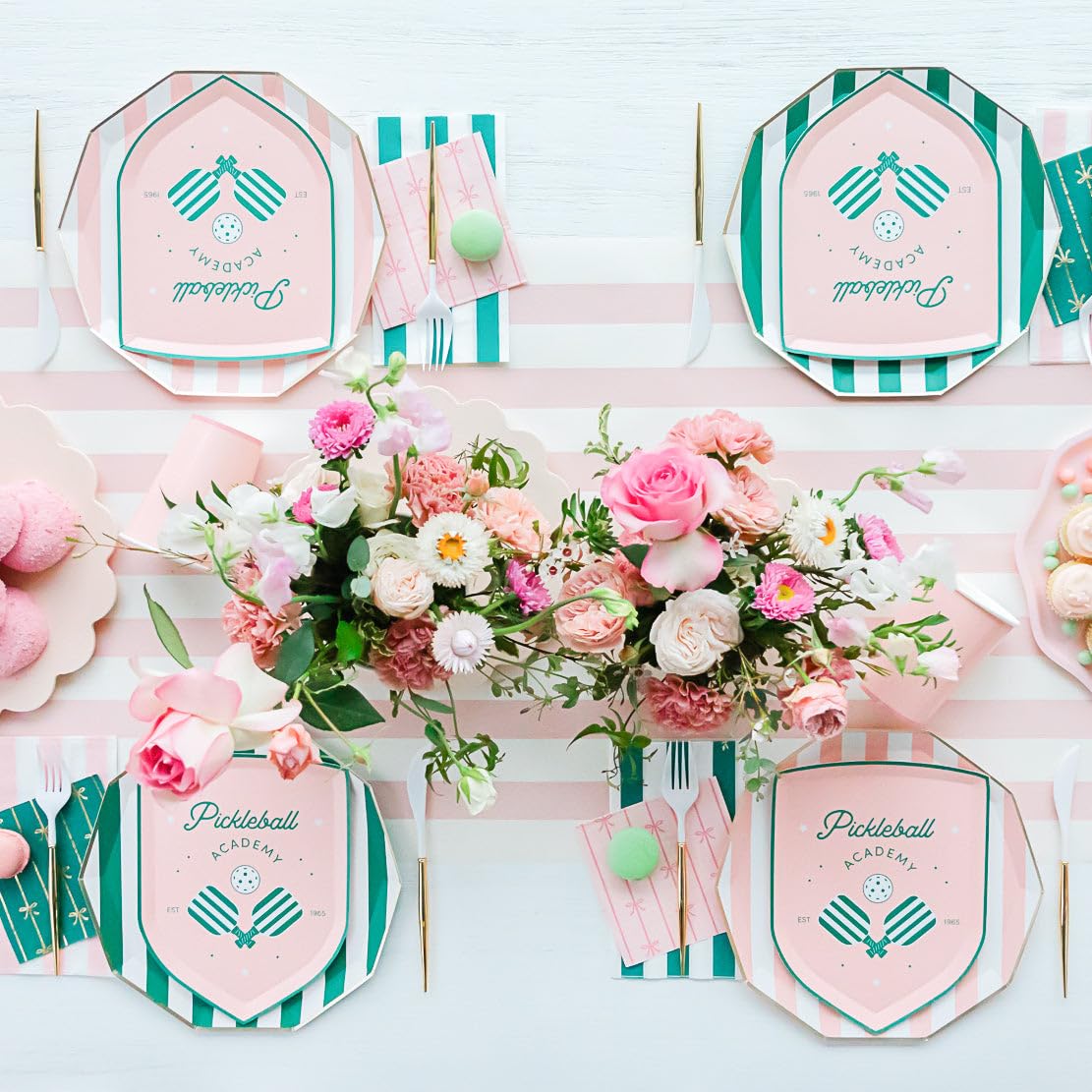 Bonjour Fete Light Pink Cabana Stripe Paper Guest Towels | Disposable, 3-Ply Napkins | Premium Party Supplies & Decor | Holidays, Kids Themed Birthday