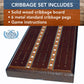 WE Games Classic Dark Oak Cribbage Board Set 3 Track Solid Wood Sprint Board with Metal Pegs, Family Games, Living Room Decor, Travel, Outdoor