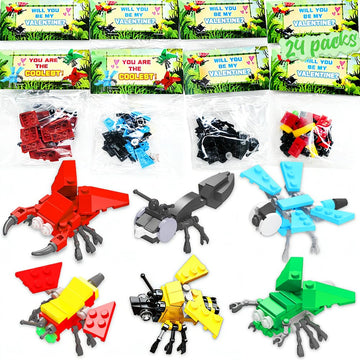WODMAZ 24 Packs Insect Building Blocks, Insect Animals Building Toy for Easter Gifts Classroom Prizes, Goodie Bags Easter Basket Stuffers, Valentine