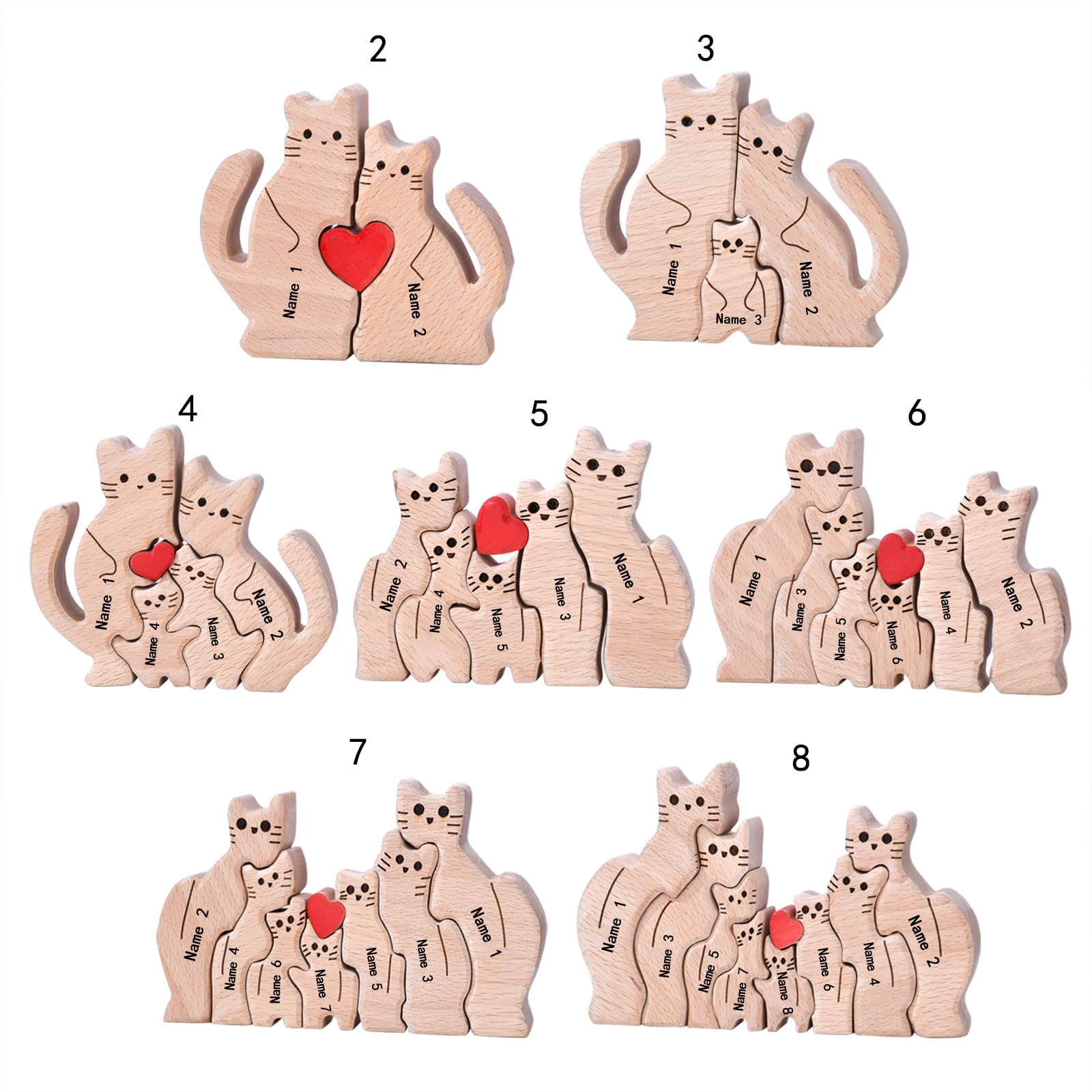 MissNaNa Personalized Family Name Puzzle Custom Wooden Bear Puzzles