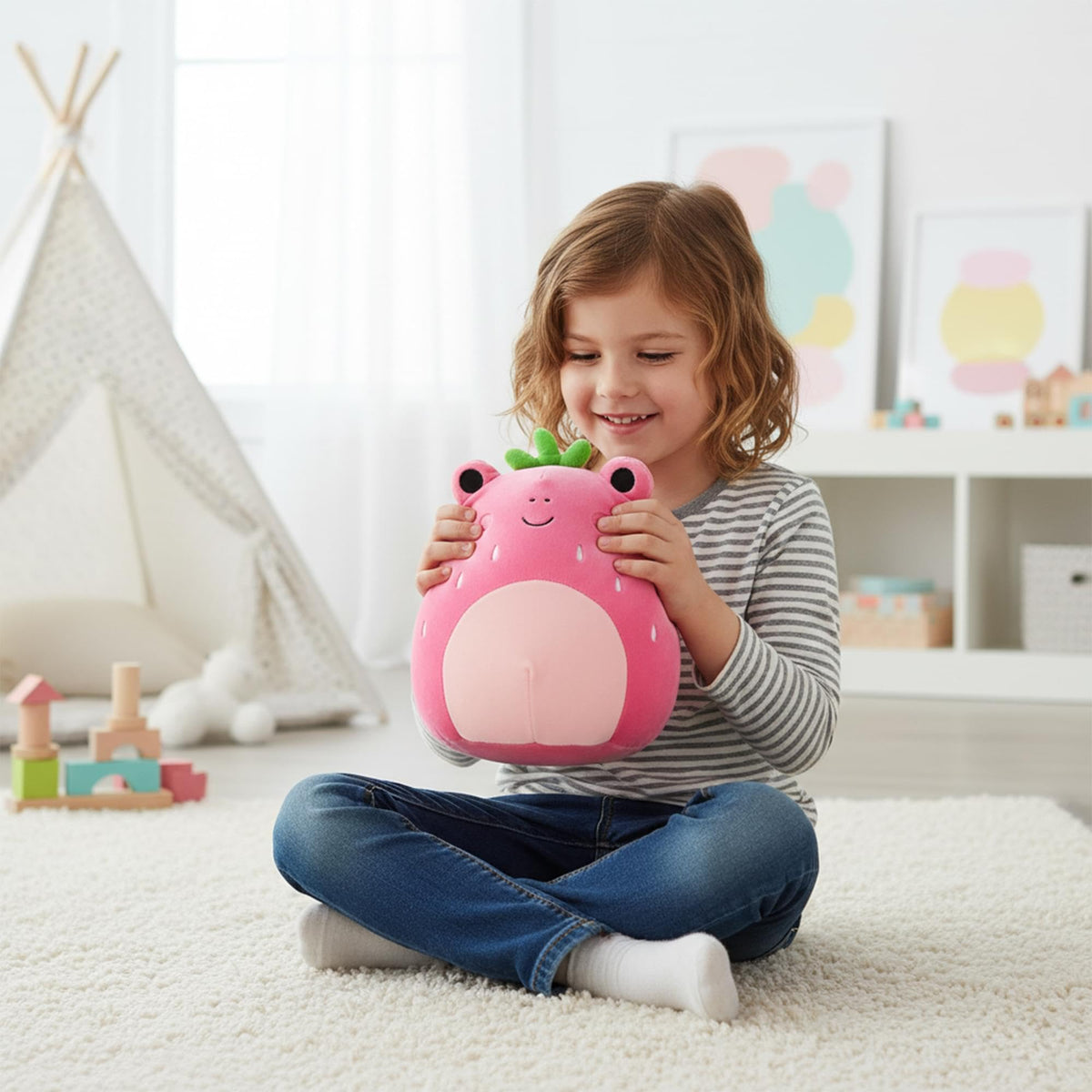 Squishmallow Official Kellytoy Food Squad Plush Toys Soft Plush Animal (Adabelle Strawberry Frog, 8 Inch)