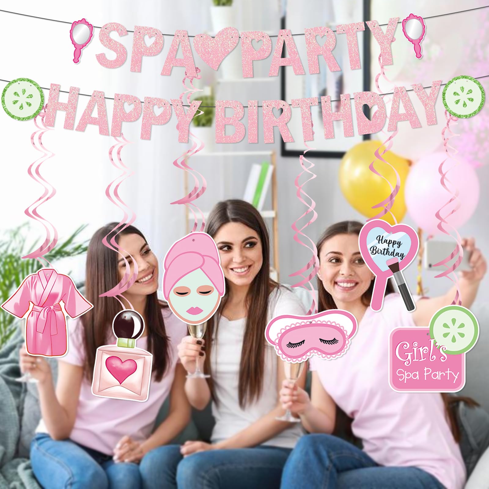 Spa Party Decorations Banner Spa Birthday Party Supplies for Girls Women with Spa Birthday Banner Hanging Ceiling for Sleepovers Slumber Makeup